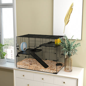 Hamster Cage, Gerbil Cage with Glass Basin for Small Hamsters, Black – view 14