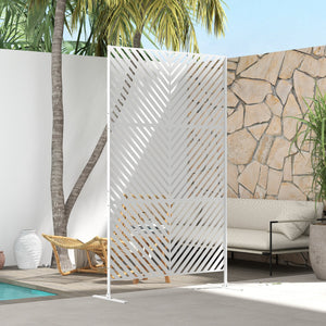 6.5FT Decorative Outdoor Divider, Metal Privacy Screen with Stand, Triangle Style, Black – view 13