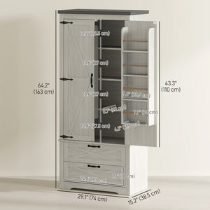 Farmhouse Kitchen Pantry Storage Cabinet, 64" Freestanding Kitchen Pantry Cabinet with Drawers – view 23