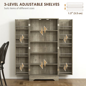 50" Pantry Storage Cabinet, Farmhouse Kitchen Pantry Cabinet with Doors, Adjustable Shelves, Distressed Grey