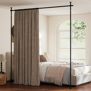 Room Divider Curtain Rod with Adjustable Floor to Ceiling Tension Rod No Drilling Required-Black