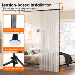 Room Divider Curtain Rod with Adjustable Floor to Ceiling Tension Rod No Drilling Required-Black view 8