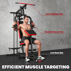 Soozier Home Gym Equipment, Multifunctional Weight Machine with Pulley System for Full Body Strength Training, Black
