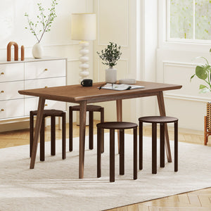 Round Portable Wood Nesting Stools with Locking Casters-Walnut view 3