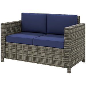 Wicker Outdoor Sofa, All Weather Patio Couch Loveseat with Cushions for Balcony, Deck, Garden, Poolside