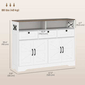 Sideboard, Buffet Cabinet with 4 Barn Doors and 3 Drawers, Coffee Bar Cabinet with Adjustable Shelves, Black – view 23