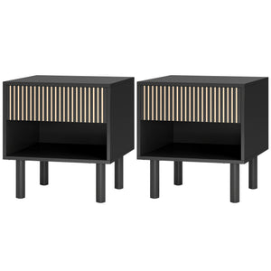 Set of 2 Bedroom Nightstands, Side Table with Storage Shelf and Drawer for Living Room, Bedroom – view 2