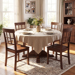 Rubber Wood Dining Chairs Set of 4 with High Backrests-Brown view 2