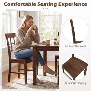 Rubber Wood Dining Chairs Set of 2 with High Backrests-Brown view 9
