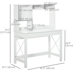 Computer Desk with Hutch, Home Office Table with Storage Shelves and Open Compartments for Writing, Work – view 23