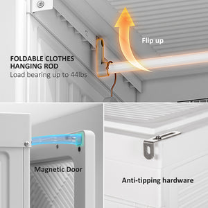 Portable Wardrobe Closet, Folding Bedroom Wardrobe, Clothes Storage Organizer with Cube Compartments, White