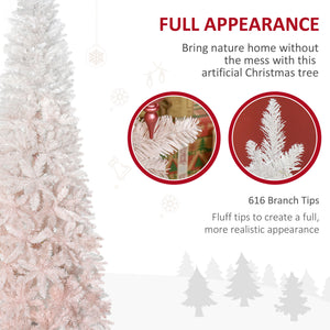 6ft Pencil Artificial Christmas Tree with Pine Realistic Branches, Auto Open, Pink and White