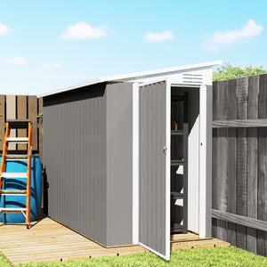 4' x 8' Outdoor Storage Shed Lean to Shed Outdoor Metal Tool Shed with Lockable Door and Air Vents – view 7