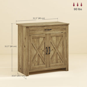 Farmhouse Sideboard Buffet Cabinet, Storage Cabinet with Barn Doors, Nature Wood