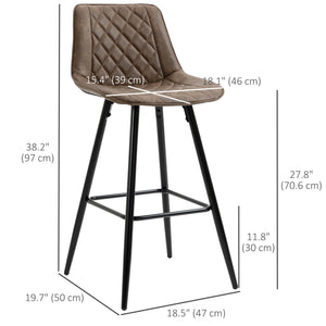 PU Leather Counter Height Bar Chairs Set of 2, 27.75" Bar Stools with Metal Legs for Dining Area – view 9