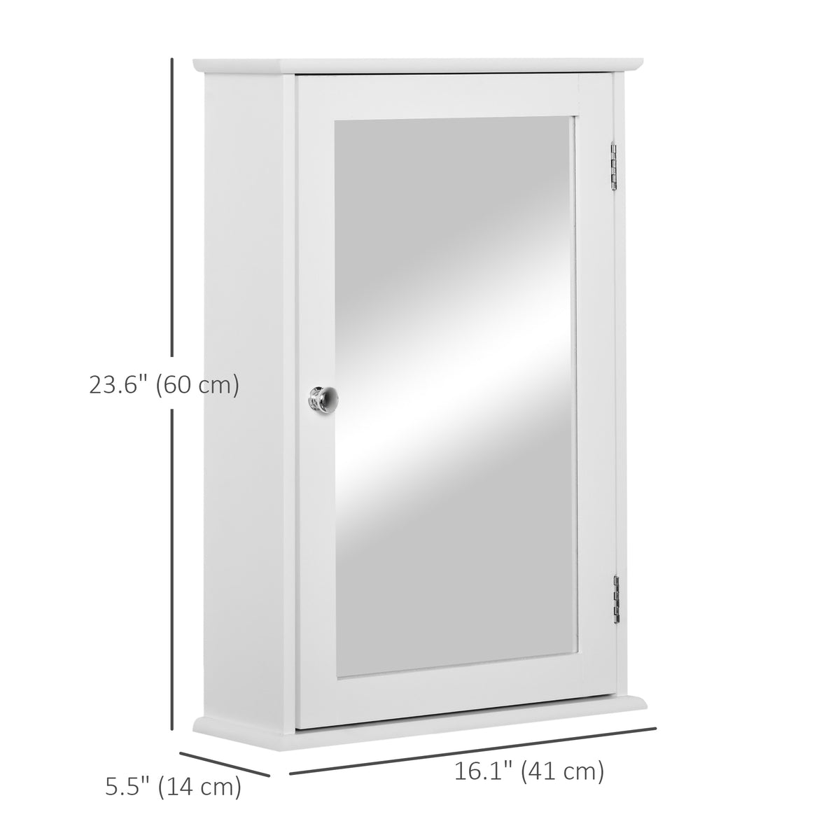 Bathroom Mirror Cabinet, Wall Mounted Medicine Cabinet with Door and Shelves, White – view 2