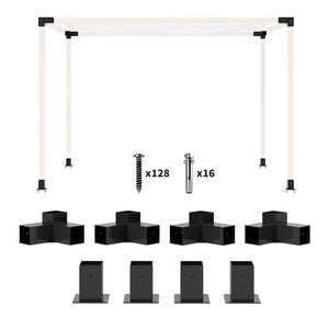 8PCS Pergola Kit, Pergola Brackets with 3-Way & 4-Way Corner Brackets for 4"x4" (Actual 3.6"x3.6") Lumber