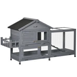 65" Wooden Rabbit Hutch, Pet Playpen with Openable Roof, Storage Box, for Rabbits and Small Animals