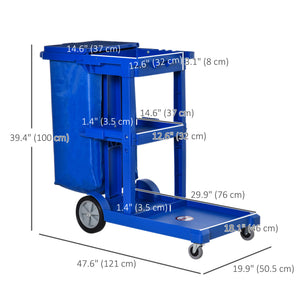 Commercial Janitorial Cart with 3 Tier Shelves, Professional Cleaning Cart with Rubbish Bag with Lid and – view 2