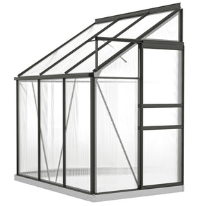 6' x 4' Aluminum Lean-to Greenhouse Polycarbonate Walk-in Garden Greenhouse with Adjustable Roof Vent – view 9
