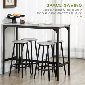 5-Piece Bar Table Set for 4, Industrial Counter Height Bar Table and Chairs for Kitchen, Dining Room, Grey – view 4