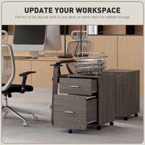 Mobile Filing Cabinet, Vertical File Cabinet with 2 Drawers, Wheels, for Letter or A4 File, Natural