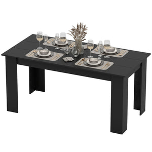 47" Kitchen Table for 4-6 People, Dining Table with Wood Effect for Dining Room, Black