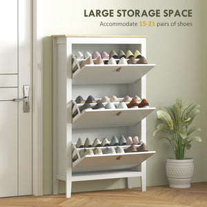 Narrow Shoe Cabinet with 2 Flip Drawers, Adjustable Shelves for Entryway, Holds 10-14 Pairs, White – view 10