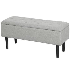 Modern Storage Bench, Ottoman with Storage and Lamb's Wool Upholstery for Living Room, Bedroom, Black – view 15