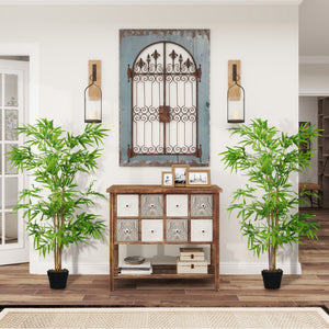Artificial Bamboo Tree, 4ft Fake Tree with Realistic Leaf and Natural Trunk, Decorative Plant in Nursery
