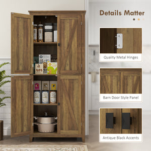 72" Freestanding Storage Cabinet, Kitchen Pantry Cabinet with Doors and Shelves for Dining Room, Natural – view 20