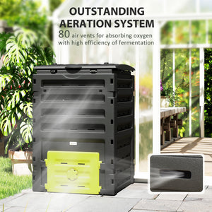 Compost Bin, Garden Composter with 80 Vents and 2 Doors, 120 Gallon (450L), Brown – view 18