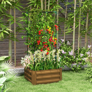 Galvanized Planter Box, Outdoor Raised Garden Bed with 3-Tier Trellis Tomato Cage for Climbing Vines – view 7