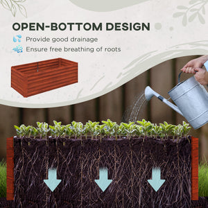 Galvanized Raised Garden Bed, Steel Outdoor Planters with Reinforced Rods, 71" x 35" x 23", Rustic Brown