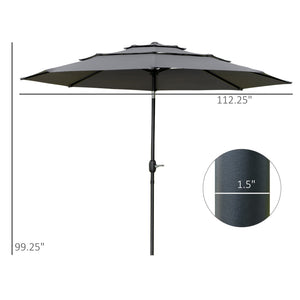 9FT 3 Tiers Patio Umbrella Outdoor Market Umbrella with Crank, Push Button Tilt for Deck – view 9