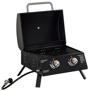 2 Burner Propane Gas Grill, Portable Tabletop BBQ with Foldable Legs, Lid, for Camping, Picnic, Silver – view 8