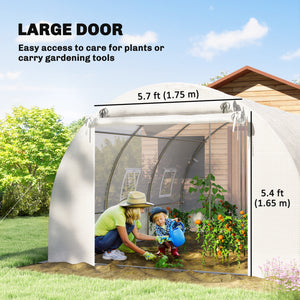 Walk-in Tunnel Greenhouse, Plant Hot House w/ Support Rods, Roll-up Mesh Door, Mesh Windows, 13'x9.8'x6.6' – view 13