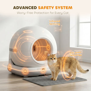 72L Automatic Litter Box, Self Cleaning Litter Box, App Control, Odor & Noise Control, Safety Sensors, Deodorant Gel