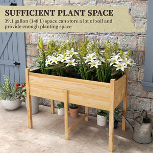 Wooden Raised Planter Box with Drain Holes for Vegetables, Flowers, Outdoor Garden Bed, 45.3x21.7x31.5inch – view 11