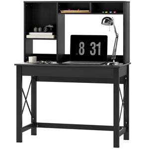 Computer Desk with Hutch, Home Office Table with Storage Shelves and Open Compartments for Writing, Work – view 15