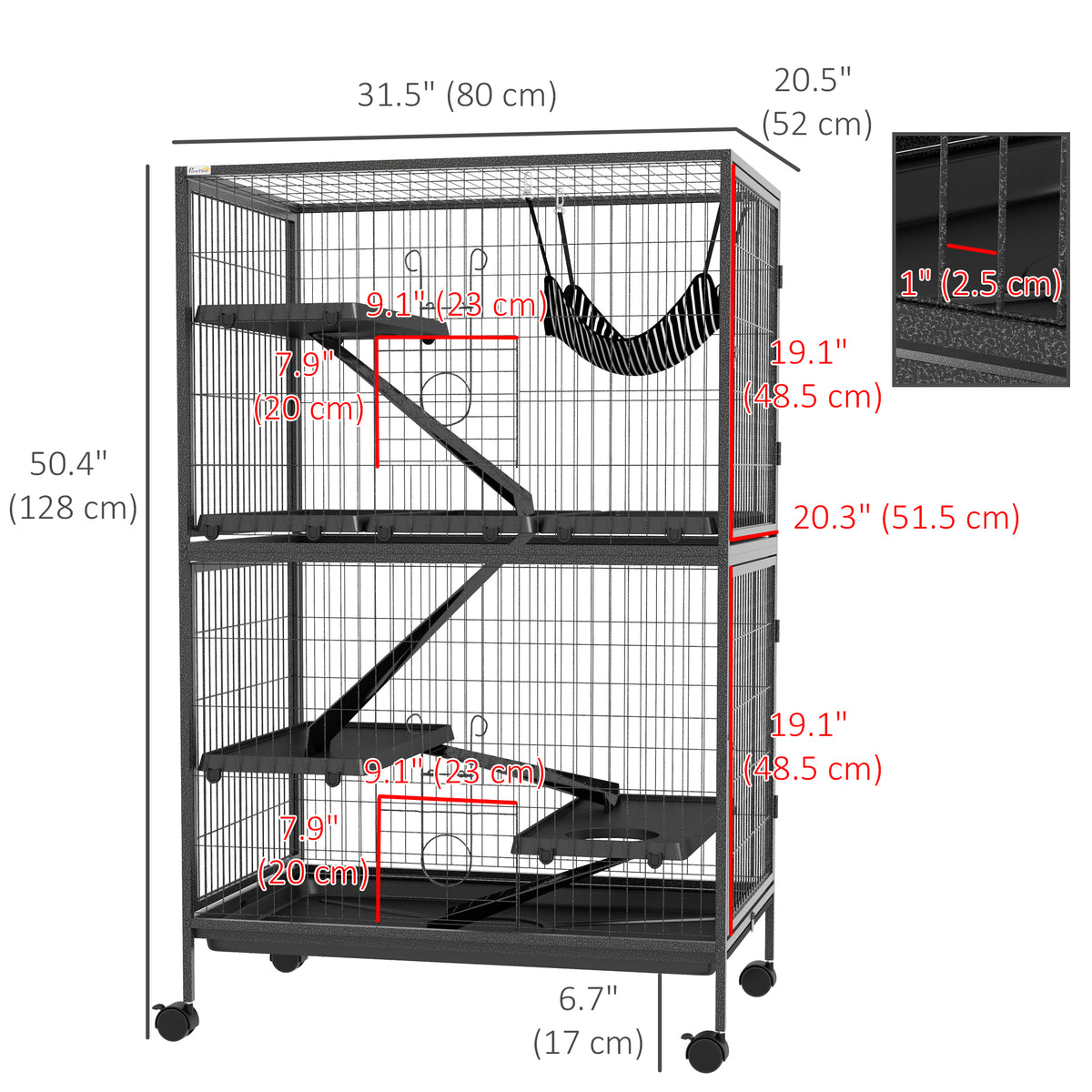 5-Tier Rolling Small Animal Cage, Deluxe Guinea Pig Cage, Ferret Cage for Mink Chinchilla Kitten Rabbit – view 2