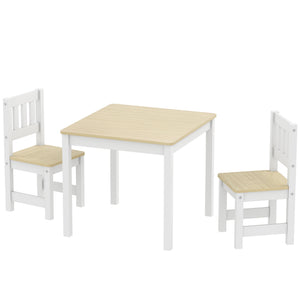 Qaba Kids Table and Chairs Set, Toddler Table and 2 Chair Set for Activity, Art, Craft, Reading, Learning