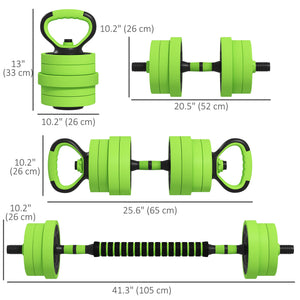 Soozier 44lbs 4-in-1 Adjustable Weight Dumbbell Set, Barbell, Kettlebell, Push Up Stand