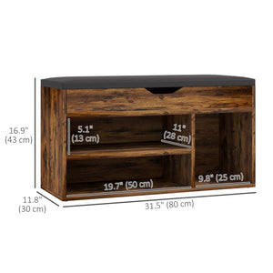 Shoe Bench Entryway Storage Rack with Padded Cushion, Hidden Storage for Hallway, Living Room, Natural – view 16