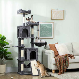 Cat Tree, 70" Multi-Level Cat Tower with 2 Condos, 2 Perches, Hammock, Toy Balls – view 7