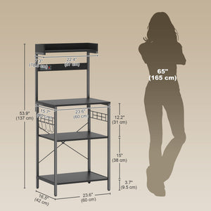 Kitchen Baker's Rack with Power Outlet, Coffee Bar Station with Adjustable Shelves and Hooks – view 37