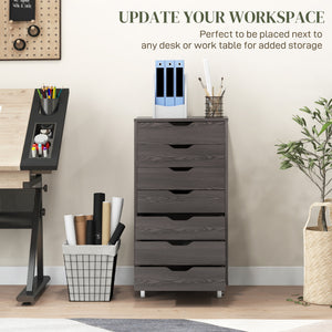 7-drawer Vertical File Cabinet for Home Office, Storage Cabinet with Wheels, 18.7"x15.6"x35.4", Black – view 10