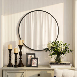 36" Round Mirror, Bathroom Wall Mirror with Metal Frame, Decorative Vanity Mirror for Living Room, Bedroom – view 20