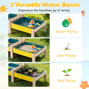 Sand and Water Table for Toddlers with 2 Water Basins-Multicolor view 7