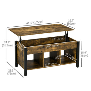 Lift Top Coffee Table, Modern Center Table with Storage Shelves and Hidden Compartment for Living Room – view 9